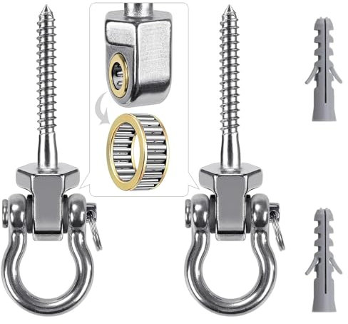 2 Stücke Schaukel Aufhängung, Schaukel Befestigung mit Kunststoff-Expansionsrohr, Belastbarkeit bis 250kg, Schwerlasthaken für Beton, Holz Sets, Spielplatz, Hängematte, Boxsack Halterung