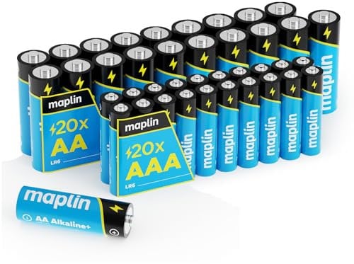 Maplin 20x AA LR6 / 20x AAA LR03 1.5V Alkaline Batteries (Triple A) 7 Year Shelf Life High Performance