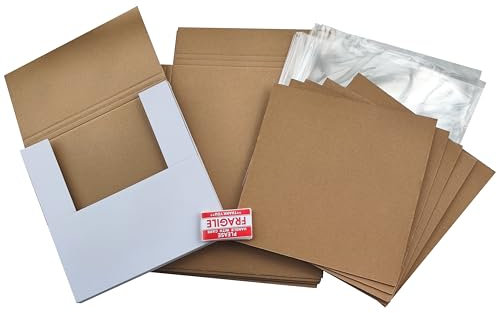 Schallplatten-Versandkarton-Set, weiß, 31,8 x 31,8 x 2,5 cm, Schallplatten-Versandtaschen, Wellpappkartons, Album, Pappschachteln, 15 Stück