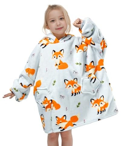 Wenlia Übergroße Hoodie Blanket für Mädchen, Kinder Flanell Sweatshirt Decke Kuschelpullover, Einhorn Warmer Pullover Tragbare Decke Eine Größe passt 7-13 Jahre alt