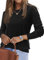 Arach&Cloz Jumpers for Women UK Wool Blend Long Sleeve Spring Summer Tops Sweater Crew Neck Shirt Blouse Black