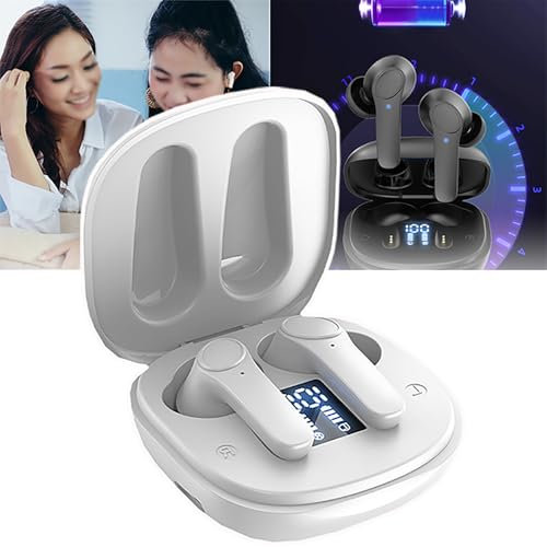 QIeAny Auriculares con Sonido Estéreo (Bluetooth 5.3), Compatibles con 144 Idiomas, Auriculares De 40 MAh + Caja De Carga De 350 MAh, Traducción Precisa/Baja Latencia, Control Táctil,White