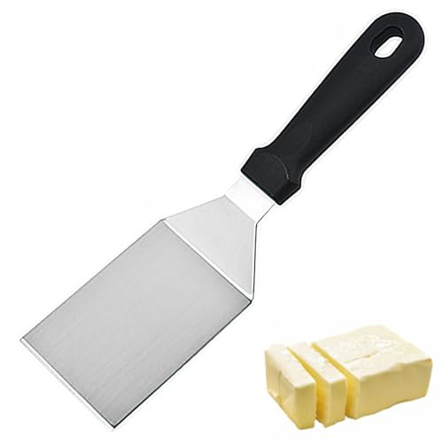 Dokeno Paletta da Barbecue Spatola Rettangolare in Acciaio Inox Bistecca Spatola con Manico di Plastica Cucina Spatola per Sollevare e Girare Hamburger, Uova, Bistecche, Barbecue