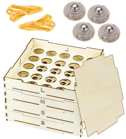 Brick Sorter - Sieve Box Selection - Portable Storage Brick Box 4 Trays Wooden Sorter 3 Different Sizes for Block Lovers Girls