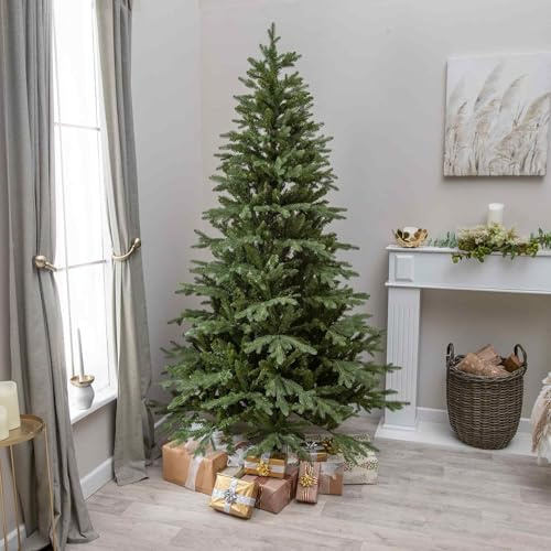 Burghley Artificial Green PE/PVC Spruce Christmas Tree 5FT, 6FT, 7FT (7FT)