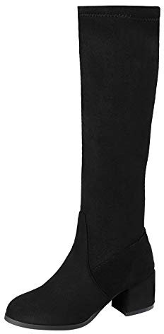 Hub Schuhe Damen Gefüttert Zipper Lange Stiefel Freizeitschuhe Schuhe Damen Glitzer (Black, 39)