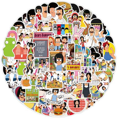 50 Stück/Packung Bobs Burger Aufkleber Anime wasserdichte Vinyl-Aufkleber für Laptop, Gepäck, Skateboard, Teenager