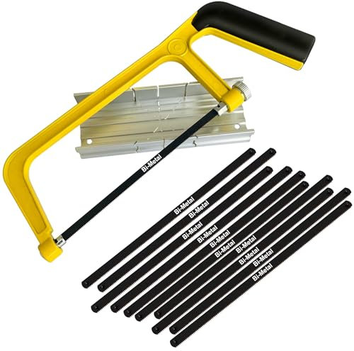 Hanpex 6 in. Mini Hacksaw Set - 150mm Extra Fine Cut Hack Saw Sets and 10pcs Extra Bi-Metal Blades for Wood and Metal