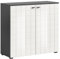 Newroom Kommode Weiß Hochglanz Anthrazit Sideboard Modern Elegant - 86x92x37 cm (BxHxT) - Highboard Anrichte - [Zenith.one] Wohnzimmer Schlafzimmer Büro Flur