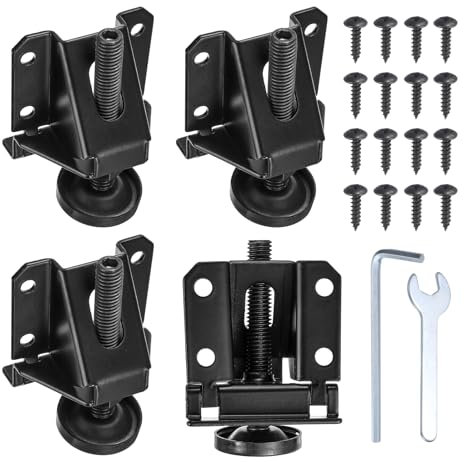 sourcing map 4Pack Adjustable Furniture Leveling Feet, 2.19 Heavy Duty Furniture Levelers Metal Mounting Brackets for Workbench Cabinet Wardrobe, Black