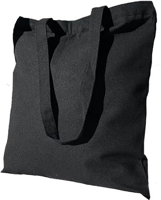 Tote Bag in tessuto nero con cerniera e tasca. Borsa in tessuto grande e resistente per la spesa, università donna, borse nere con cerniera, regalo per le amiche, Nero , Talla única