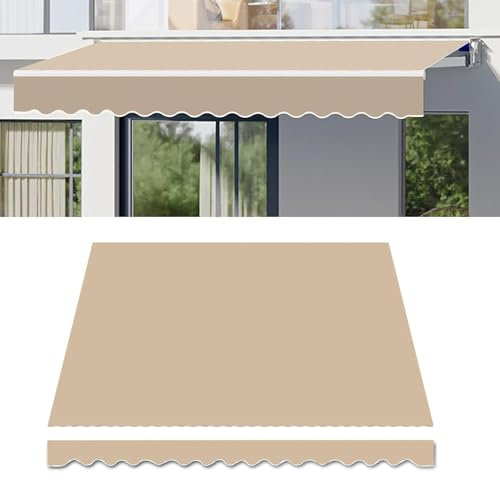 Toldo retráctil de 5 x 3 m, tela de poliéster resistente al agua, protección UV para ventanas y puertas, elegante color caqui, ideal para espacios al aire libre