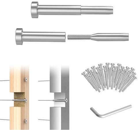 CKE Lot de 30 câbles invisibles de 3/16 - Tendeur de sertissage et terminal cachés en acier inoxydable T316 - Récepteur invisible et extrémité de goujon pour escaliers en bois/métal CR31 de 5,1 x 5,1