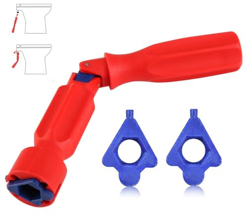 1 Set Toilet Seat Spanner Plumbing Tool with 1 Replacement Head, Universal Toilet Seat Fitting Tightening Tool, 10/13/17mm Toilet Seat Installation Key for Removal Installation and Repair ( Red )
