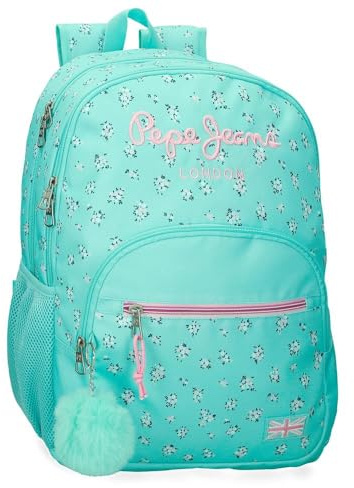 Pepe Jeans Nora Rucksack Nora, Schulrucksack, verschiedene Größen, Schwarz und Rosa, Polyester und PU, blau, Tagesrucksa