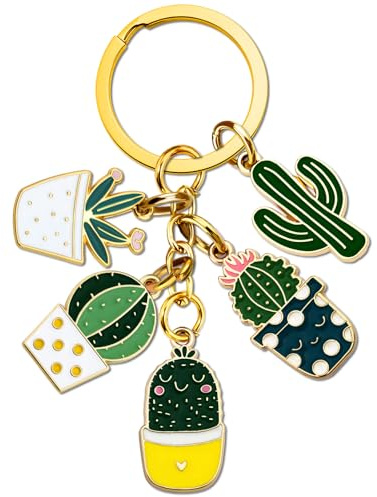OWIGIU Plant Lover Gifts Plants Keychain Charm Cactus Gifts for Women Plants Gift for Gardeners Woman Plant Lovers Cactus Decor Keychain Accessories for Women