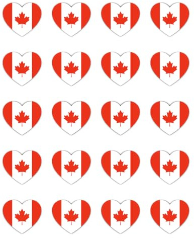 Aufkleber: 25 mm, 20 Stück - Kanada Herzflagge Aufkleber Set 20 Stück 25 mm Vinyl Sticker für Laptop Handy Koffer Scrapbooking