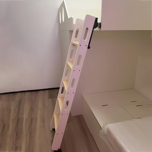Dachbodentreppe Ausziehbare Leiter für Etagenbetten im Studentenwohnheim, Weiße Loft-Leitern für Tiny Houses, Holz-Kletterstufen für den Innenbereich mit Fußstütze(5 Steps L-5.1ft/1.56m)