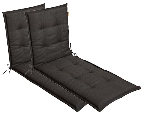LILENO HOME Sonnenliege Auflage als [2er Set - Rollliege] in Anthrazit | Gartenliegen Auflage perfekt für Strandliege - Polster für Gartenliege (188x60x5cm) BAR