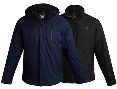 Spyder Mens Ski Jacket - 3-in-1 System Snow Waterproof Winter Jackets for Men - Mens Snowboard Jacket with Detachable Hood, Size Medium, True Navy