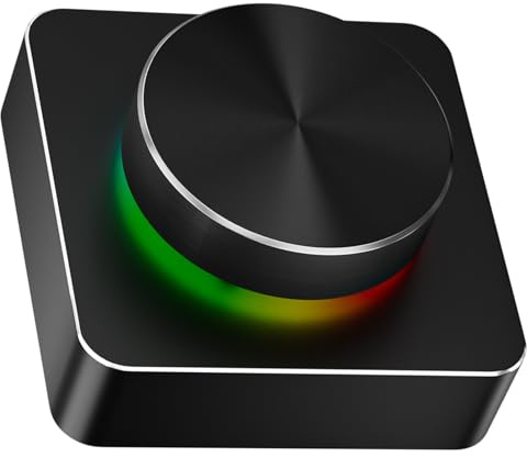 Bewinner Programmable RGB Volume Knob Multimedia Controller, Customizable Aluminum Control Dial with BT 5.1 & USB Wired Connection for PC, Gaming, and Music Production