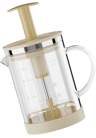 SHOOYIO Manueller Küchenmixer mit hohem Borosilikatglas-Krug, 550 ml, Hand-Schneebesen zum Backen, Kochen, hitzebeständig, leicht zu reinigen, professionelles Backmischer, Krüge