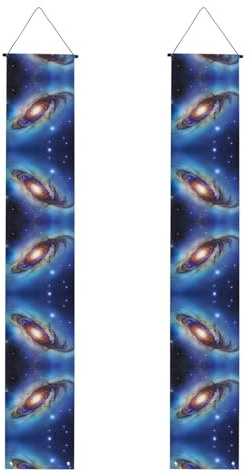 Türbanner mit blauem Galaxie-Druck, für den Innen- und Außenbereich, einfach aufzuhängen, wiederverwendbar