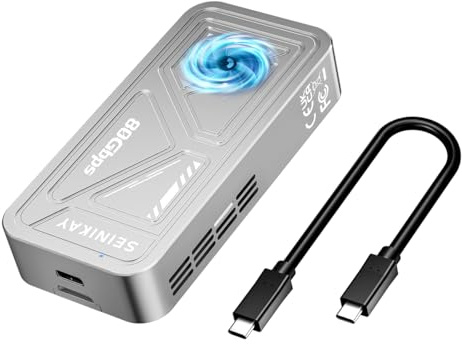 SEINIKAY 80Gbps M.2 NVMe Enclosure with Cooling Fan,80Gbps NVMe SSD Enclosure,Compatible with USB4 V2.0/Thunderbolt 4/3/USB3.2/3.1/3.0/2.0