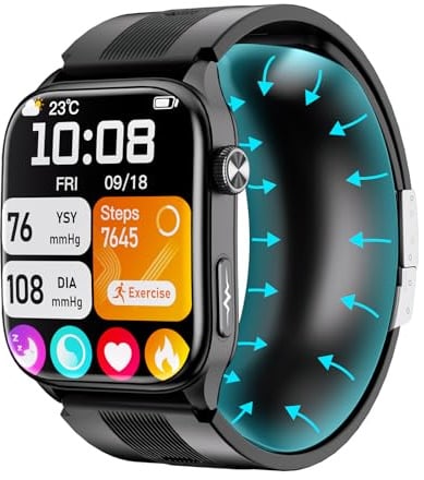 iSo Tech Smartwatch mit luftpumpe & Blutdruckmessung EKG S101 | 2,06 AMOLED Display, Herzfrequenz SpO2 Schlaf HRV Stress Monitor, Anruf- & Nachrichtenbenachrichtigungen, Keine Abo