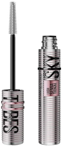 Maybelline New York Mascara Sky Tubes, Mascara Tubing Allungante Effetto Extension, Adatto a Occhi Sensibili, Con Burro di Karité e Olio di Ricino, Tenuta 24H, Nero Intenso, Lash Sensational, 7 ml