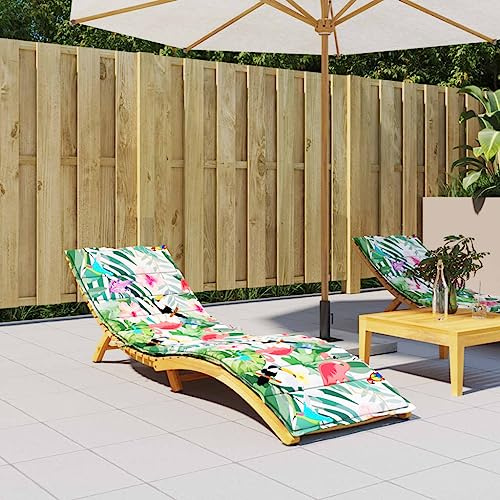 Owoxanthellate Sonnenliegen Auflage 200x70 cm Oxford Gewebe Outdoor Sitzkissen mit Vogel Blumen Motiv, 4 cm dick gepolstert, wetterfest & rutschfest für Garten Balkon Gartenliege