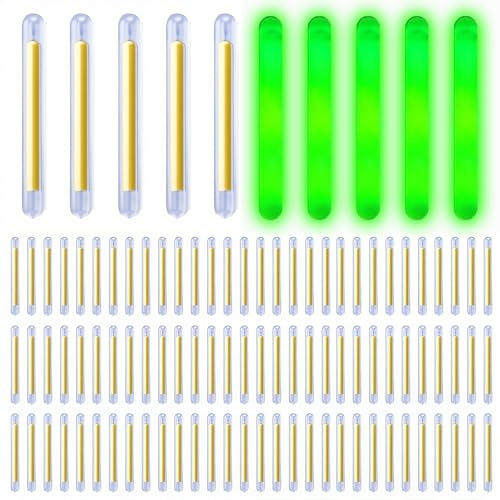 Pretwad 50 Stück kleine Leuchtstäbe für Angelposen, fluoreszierende für Nachtangeln, gelbe Leuchtstäbe für Angelposen,für Partys und Konzerte