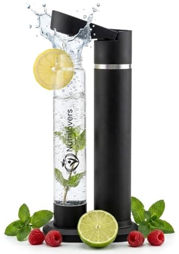 Nutrilovers Wassersprudler NUTRI-STREAM, Edelstahl mit schwarzem Finish, PET-Flasche BPA-frei, kompatibel mit 60L CO2-Zylindern