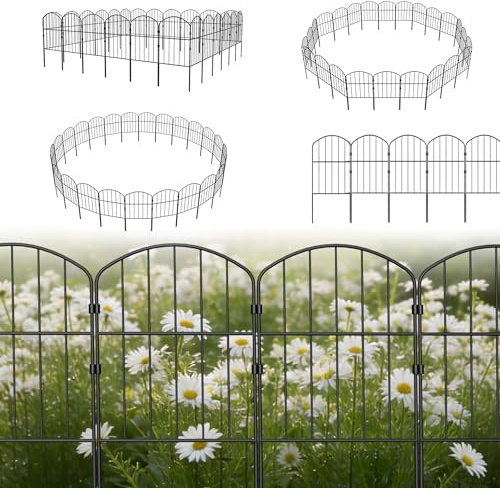 LZQ Dekorativer Gartenzaun Metall Steckzaun, Tierbarriere Zaun ohne Graben, Beetzaun Gitterzaun für Garten Hof, Tierzaun modularer Metallzaun Patio-Grenze Hundezaun Tier Barriere 25er Set, Typ D