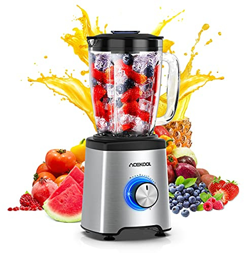 Garvee Blender à Smoothies Haute Performance, Bol En Verre De 1,75 l, Moteur De 800 w, 5 Vitesses, 6 Lames En Acier Inoxydable. Blender Multifonctionnel Pour Smoothies