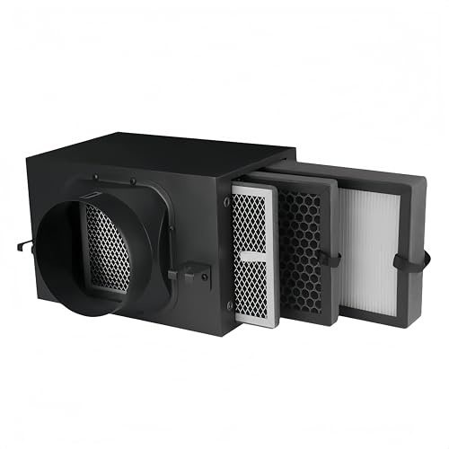 Boîte de filtre de purification à 3 couches, système de filtration en trois étapes avec filtres HEPA et charbon pour conduits de ventilateur en ligne de 200 mm de diamètre pour entrée d'air frais et
