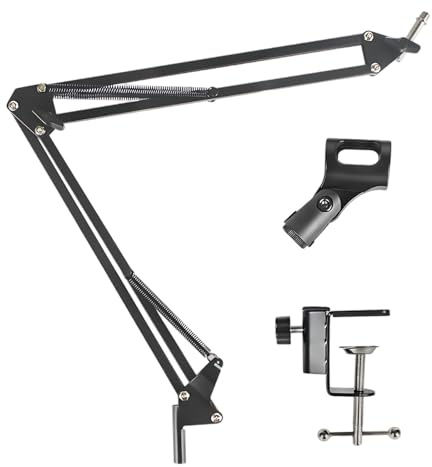 Support de bras de micro NB-35 avec pince pour micro, support suspendu en métal pour streaming, rotation 360°, pliable pour podcast, enregistrement, diffusion en direct, charge jusqu’à 1 kg