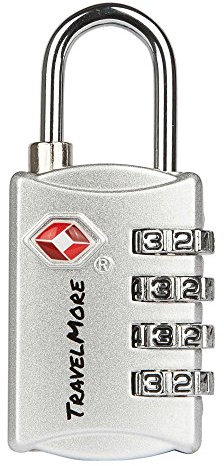 Cadenas TSA à 4 Chiffres | Cadenas pour Valise de Voyage | Cadenas à Code TSA pour Valise Avion, Sac de Voyage, Bagages, Sac de Sport, Sac à Dos, etc. | Réinitialisable, Durable, Compact (Argent)
