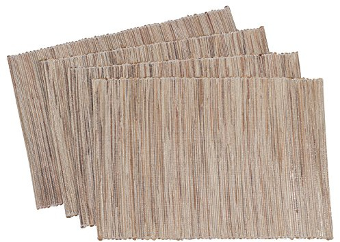 SARO LIFESTYLE Melaya Collection Shimmering Woven Nubby Table Placemats (Set of 4), 14 x 20, Natural