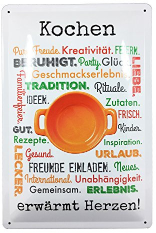 AnneSvea Kochen erwärmt! Blechschild Metall Wohnwagen Vintage Deko Camper Bistro Küche