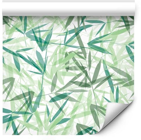 murando - Tapete selbstklebend 10m Wandtattoo dekorative Möbelfolie Dekorfolie Fotofolie Panel Wandaufkleber Wandposter Wandsticker - Tropische Blätter grün weiß Pflanzenmotiv b-A-0206-j-b