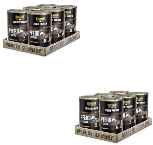 Belcando Single Protein Pferd | Doppelpack | 2 x 6 x 400 g | Nassfutter für ausgewachsene Hunde | Ohne Getreide | Frei von Zusätzen | Gut geeignet bei Unverträglichkeiten
