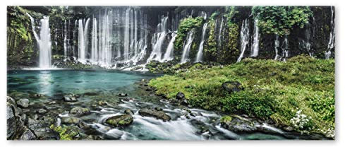 STYLER Glasbild Waterfalls 50 x 125 cm I Calm Nature Kollektion I Wasserfall Natur Idylle I Wandbild aus Glas I Bild Wohnzimmer Schlafzimmer Küche I XXL groß Paradies Wasserfälle