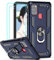 LeYi für Samsung Galaxy A21S Hülle mit Panzerglas Schutzfolie(2 Stück),360 Grad Ring Halter Handy Hüllen Cover Bumper Schutzhülle für Case Samsung Galaxy A21S Handyhülle Blau