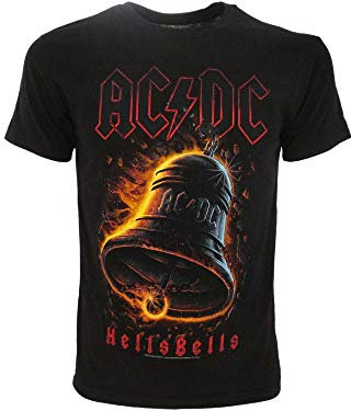 ACDC Herren T-Shirt AC/DC AC DC Original Hells Bells Offizielles schwarzes T-Shirt Glocken Hard Rock, Schwarz , Medium