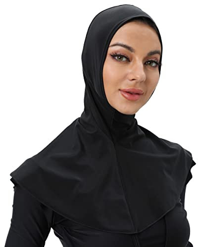seafanny Damen Swim Hijabs Volldeckender Schwimmschal Sonnenschutz Schwarz