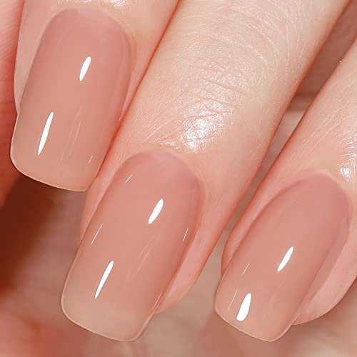 AILLSA Nude Gel Nail Polish, 15 ML Jelly Translucent Gel Polish, Soak Off UV/LED Lamp, Neutral Color Gel Nail Varnish for Valentine's Day Gift, Nail Art French Manicure DIY at Home