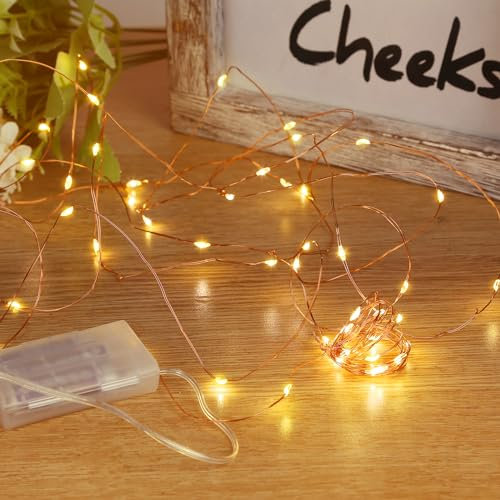 Sunniu Lichterkette Batterie, 2 Stück 5m 50 LED Warmweiß außen Lichterketten für Weihnachten, Schlafzimmer, Party, Hochzeit