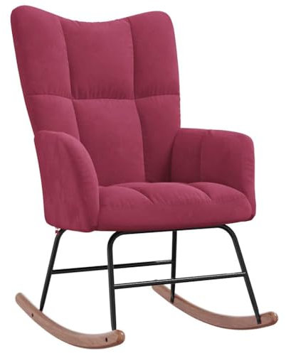 vidaXL Schaukelstuhl, Sessel Schwingstuhl mit Armlehne, Schaukelsessel Relaxstuhl Wohnzimmer, Relaxsessel Schwingsessel, Weinrot Samt