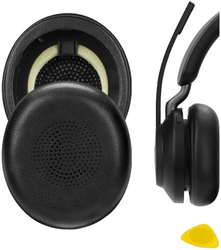 Geekria QuickFit - Cuscinetti auricolari di ricambio compatibili con cuffie Jabra Evolve2 65 UC/MS, Evolve2 40 UC/MS, Elite 45h, parti di riparazione (nero)